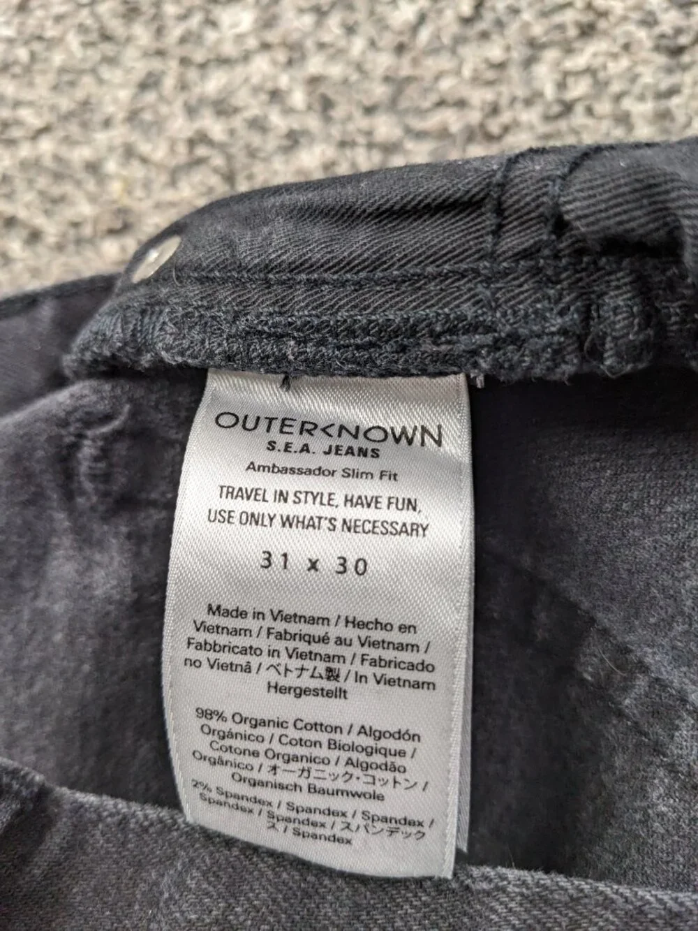 Outerknown Jeans 31x30 Ambassador Slim Fit Stretch S.E.A Black